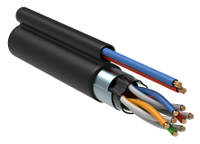 F/UTP 4х2х24AWG кат.5E LDPE (LC3-C5E04-379) Кабель симметричный (витая пара) с кабелем питания 2x0,75, черный