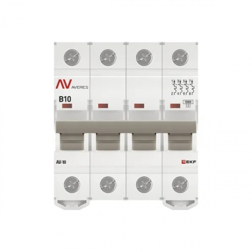 AV-10 4P 10A (B) 10kA AVERES (mcb10-4-10B-av) Автоматический выключатель фото 2