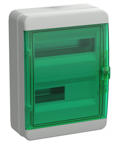 Корпус пластиковый TEKFOR КМПн-24 IP65 зеленая прозрачная дверь (TF5-KP72-N-24-65-K03-K06)