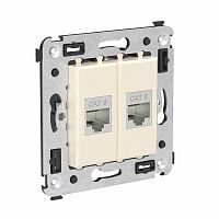 Комп. розетка RJ-45 без шторки в стену, кат.6 двойная экран., Avanti, ванильная дымка (4405794)
