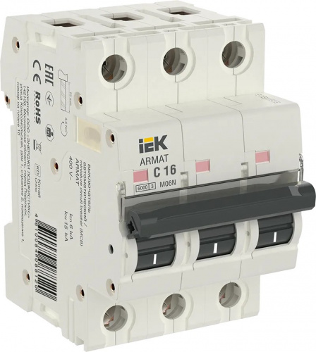 M06N 3P C 16А 6кА ARMAT (AR-M06N-3-C016) Автоматический выключатель M06N 3P C 16А 6кА ARMAT (AR-M06N-3-C016) Автоматический выключатель