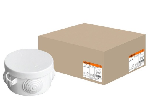 Коробка ОП D65х40мм, крышка, IP54, 4вх. (SQ1401-0501) Распаячная коробка
