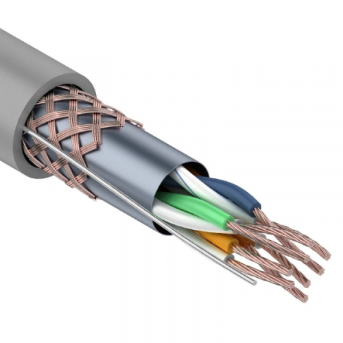 SF/UTP, CAT 5e, PVC, 4PR, 24AWG, INDOOR, STRANDED, серый, 305м, REXANT (01-0343) Кабель «витая пара» (LAN) для структурированных систем связи