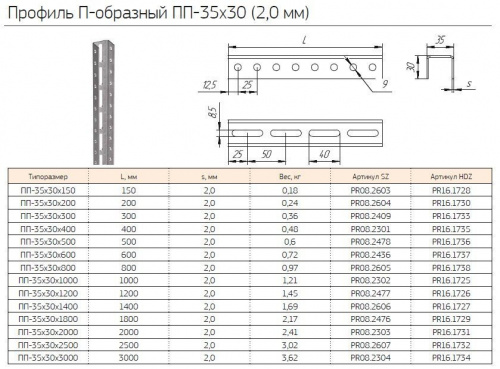 Профиль П-образный ПП-35х30х300 (2,0мм) (PR08.2409) (Промрукав) Профиль фото 2 Профиль П-образный ПП-35х30х300 (2,0мм) (PR08.2409) (Промрукав) Профиль фото 2