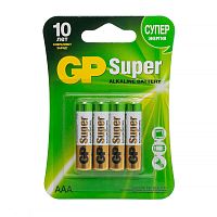 GP Super Alkaline 24A AAA (GP 24A-2CR4), упак. 4 шт. БЛИСТЕР Алкалиновые батарейки