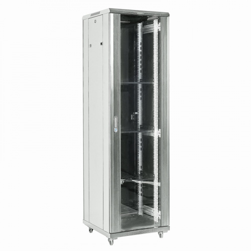Напольный шкаф 19" 22U 600х600х1164, дверь сплошное стекло, серый, RAL 7035 REXANT (04-2266-211)
