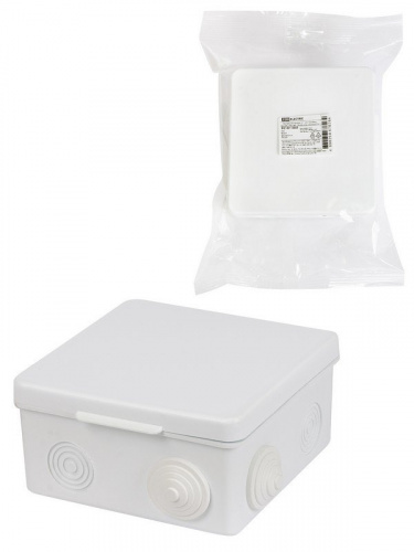 Коробка ОП 100х100х55мм, крышка, IP54, 8вх., белая (SQ1401-0923) Распаячная коробка Коробка ОП 100х100х55мм, крышка, IP54, 8вх., белая (SQ1401-0923) Распаячная коробка