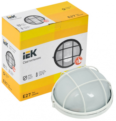 Светильник НПП1102 круг с решеткой 100Вт IP54 белый (LNPP0-1102-1-100-K01) фото 3