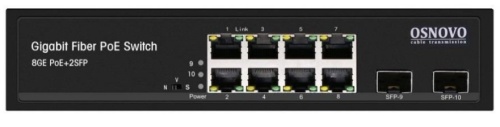 SW-80802(150W) Промышленный PoE коммутатор Gigabit Ethernet на 10 портов