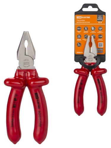 Пассатижи диэлектрические 160мм, 1000В, CR-V «ПрофиЭлектрик» TDM (SQ1010-1102) Пассатижи диэлектрические