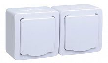 ГЕРМЕС PLUS Розетка 2-местная РСб22-3-ГПБб с заземлением открытой установки IP54 (цвет крышки белый) (ERMP22-K01-16-54-EC) Розетка (цвет крышки белый)