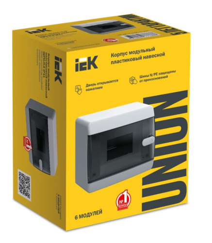 Корпус пластиковый UNION Compact ЩРН-П-6 IP41 черная прозрачная дверь (UIC-KP12-N-06-41-K01) фото 2