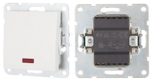 Выключатель 1-клавиша c индикатором 16 A, 250 B, белый LK60 (860204-1) Выключатель