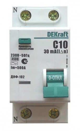 ДИФ-102 1Р+N 10А 30мА AC 4,5кА (16002DEK) Автоматический выключатель дифференциального тока ДИФ-102 1Р+N 10А 30мА AC 4,5кА (16002DEK) Автоматический выключатель дифференциального тока