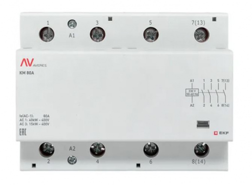 КМ 80А 4NO 230В АС (6 мод.) AVERES (km-av-6-80-40-230V) Контактор фото 2