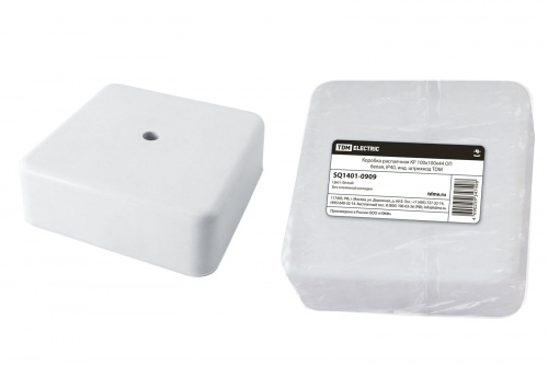 Коробка КР 100х100х44 ОП белая, IP40 (SQ1401-0909) Распаячная коробка Коробка КР 100х100х44 ОП белая, IP40 (SQ1401-0909) Распаячная коробка