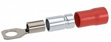 Наконечник НКИ 0,25-1,5 М6 (D6,4мм) с отверстием под винт (100 шт) (2A6P-DS-PVC) Наконечник с отверстием под винт и изолированным фланцем ПВХ, двойная гильза