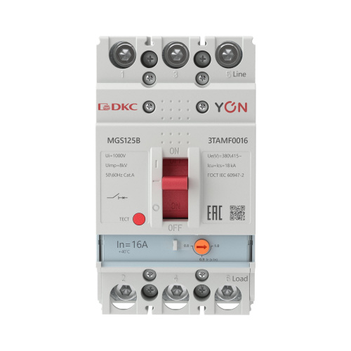 YON MGS125 3P 12,8-16A 18kA (MGS125B-3TAMF0016) фото 3